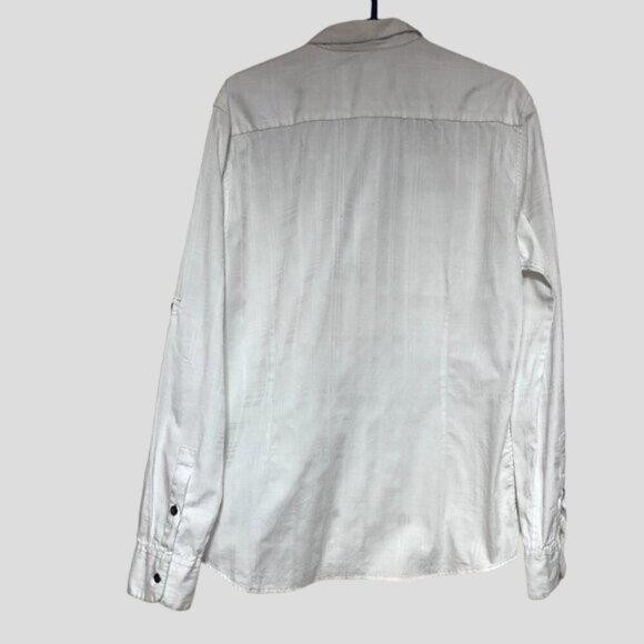 Guess White Cotton Button Down Long Sleeve Collared Dress Shirt - Picture 2 of 13